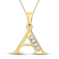 10K Yellow Gold Diamond A Initial Letter Pendant 1/20 Ctw.