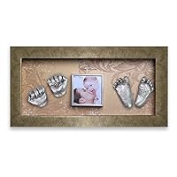 Momspresent Baby Hand Print and Foot Print Deluxe Casting kit with Gold Frame2 Silver