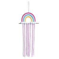 FOFOTOP Rainbow Hair Bow Handcrafted Boho Girls Clip Storage Box Hair Clip Rainbow Hanger, Baby Girl Room Kids Hair Clip Hair Clip Organizer for storage or decoration