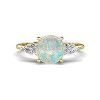 Opal 1.84 ctw Hidden Halo accented Side Lab Grown Diamond Engagement Ring Set in Tiger Claw prong setting in 14K Gold