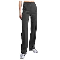 Womens Retro Straight-Leg Pants High Waisted Bootcut Pull On Dress Pants Ladies Casual Work Pants Trousers