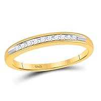The Diamond Deal 10kt Yellow Gold Womens Round Diamond Single Row Band Ring 1/10 Cttw