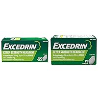 Excedrin Extra Strength Pain Relief Caplets Bundle - 100 Count & 24 Count Headache Medicine