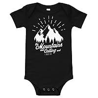 The Mountains are Calling and I Must Go, Newborn, Onesie, Black, T-Shirt