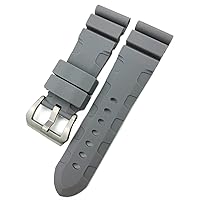 Rubber Watchband 22mm 24mm 26mm Silicone Watch Strap Fit for Panerai Submersible Luminor PAM Green Blue Waterproof Bracelet (Color : Gray pin, Size : 26mm)