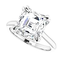 925 Silver, 10K/14K/18K Solid Gold Moissanite Engagement Ring, 2.5 CT Asscher Cut Handmade Solitaire Ring, Diamond Wedding Ring for Women/Her Anniversary Proposes Gift, VVS1 Colorless