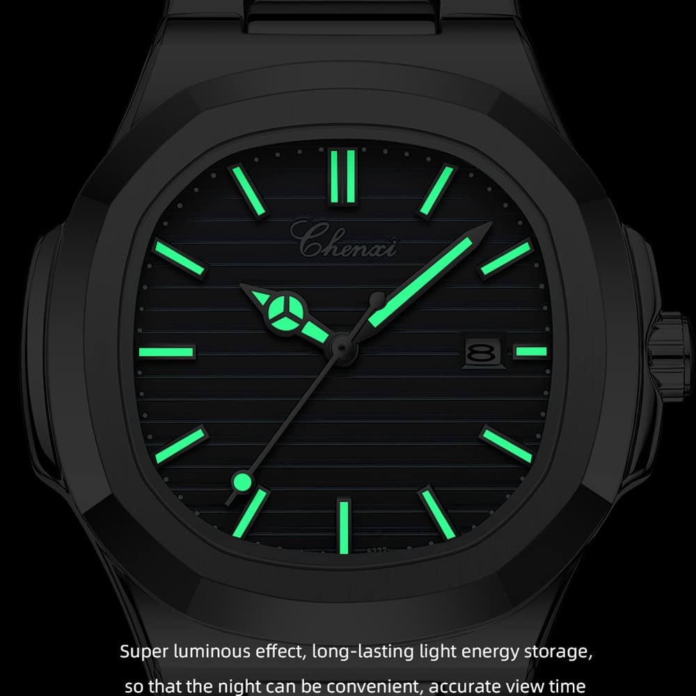 Gosasa Fashion Men's Watches Date Business Watch Stainless Steel Luxury Style Luminous Quartz Waterproof Analog Display Male Wristwatch