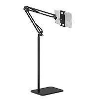 Tablet Floor Stand Holder Adjustable, Swivel Boom Arm Overhead Phone Mount, Compatible with iPad Air/Mini/Pro 12.9/9.7/All iPhones, Most Cell Phones (4.7