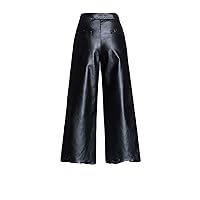 Faux Leather Leggings Stretchy Pants for Women's High Waist Solid Black Slim Butt Lifting Shiny Yoga Trousers