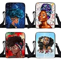 Fashion African Girl Print Crossbody Bag Black Girls Casual Messenger Bag Travel Storage Bag Afro Women Handbag
