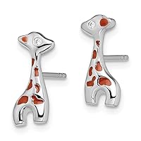 925 Sterling Silver Cubic Zirconia CZ Giraffe Earrings