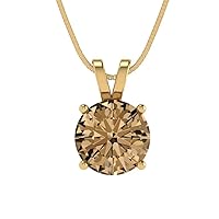 Clara Pucci 1.45ct Round Cut Champagne Simulated diamond Gem Solitaire Pendant With 16