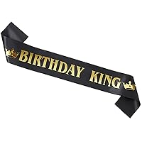 Birthday King Sash for Men Black with Gold Foil Letter Party Decoration Supplies (1)