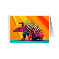 ARA STEP Unique All Occasions Animals Pop Art Greeting Cards Assortment Vintage Aesthetic Notecards 1(Set of 8 SIZE 105 x 148.5 mm / 4.1 x 5.8 inches) (Armadillo Animal 4)