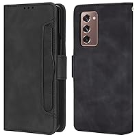 for Samsung Galaxy Z Fold 2 5G Case, Magnetic Full Body Protection Shockproof Flip Leather Wallet Case Cover with Card Holder for Samsung Galaxy Z Fold 2 5G Phone Case (Black)