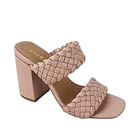 BAMBOO Womens Braided Square Open Toe Heeled Sandals