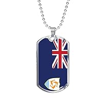 Express Your Love Gifts Anguilla Flagnecklace Engravable 18k Gold Plated Dog Tag 24
