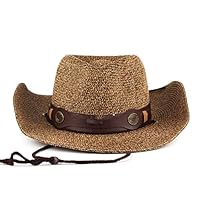 Cowboy Hat Men's Sunscreen capscreen Cap Hat Hat Belt Decorate Beach Hat for Men Cap
