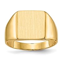 Jewels By Lux Monogram Initial Engravable Custom Personalized Polished For Men or Women 14K Yellow Gold 11.5x11mm Closed Back Signet Band Ring