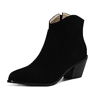 Women Ankle Boots Zipper Stacked Heel Pointed Toe Fashion Cute Warm Snow Shoes
