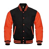 Bomber School Baseball Letterman Varsity Jacket Cow Leather Sleeves 30 Wool Body Colors