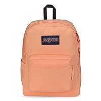 JanSport Superbreak Plus Backpack - Work, Travel, or Laptop Bookbag with Water Bottle Pocket, Peach Neon