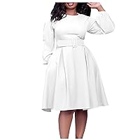 Women's Long-Sleeved Dress with Full Swing Spring and Autumn Fashionable and Elegant Mid-Length Dress