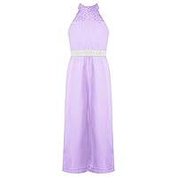 Kids Girls Fashion Halter Neck Chiffon Gowns Sleeveless High Waist Wide Leg Maxi Romper Jumpsuit Formal Dress Outfit