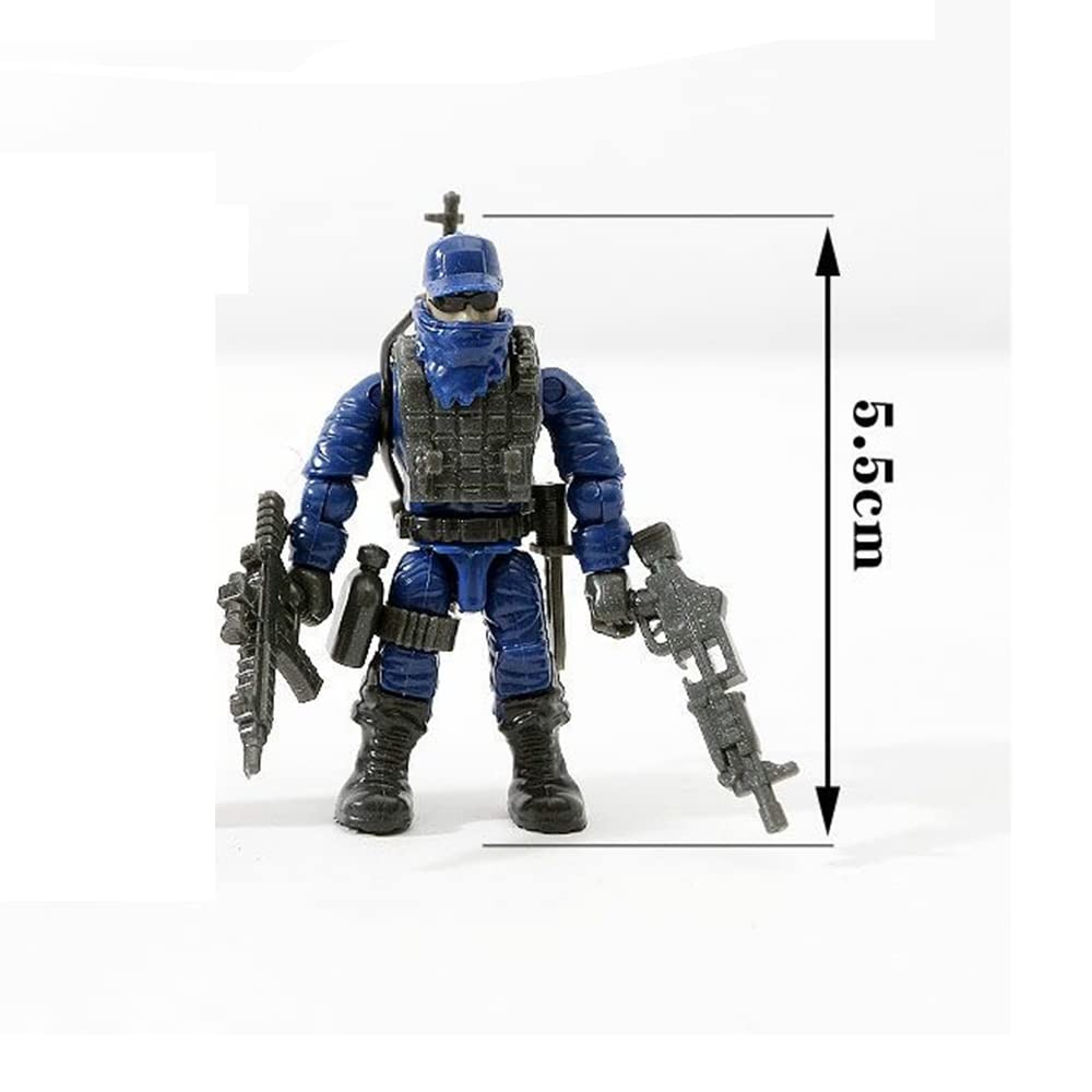 Ulanlan Special Forces Mini Military Action Figure with Weapons and Accessories Building Blocks Playset, 8 PCS Multiple Movable Joints SWAT Police Figure, Best Gift for Boys 8 9 10