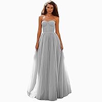 Women's Strapless Princess Tulle Prom Dresses for Women Sweetheart Evening Gown Bridesmaid Dress