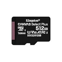 Kingston 512GB Canvas Select Plus microSDXC Card | Up to 100MB/s | A1 Class 10 UHS-I | with Adapter | SDCS2/512GB