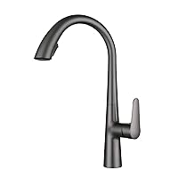 Faucets,Kitchen Taps with Pull Out Spray Swivel Brass Hot and Cold Water Telescoping Kitchen Sink Taps with Pull Out Spray/Grey