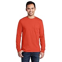 Port & Company Men's Long Sleeve Essential T Shirt with Pocket