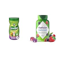 Chewable Prebiotic Fiber Tablets for Digestive Health, Assorted Fruit Flavors - 100 Count & vitafusion Men's Multivitamin Gummies, Berry Flavored - 150 Count