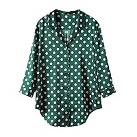 Silk Blouse Woman Casual Polka Dot Shirt Printed Simple Design Three Quarter Sleeve Blouse Office Shirts