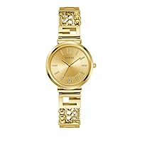 GUESS Ladies 32mm Watch - Gold Tone Bracelet Champagne Dial Gold Tone Case