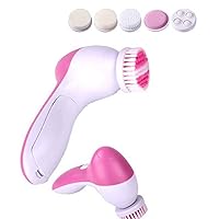 Beauty Care Massager, 5 in 1 Portable Multi-Function Skin Care Electric Facial Massager for Cleansing,Exfoliating and Massaging(Pink)