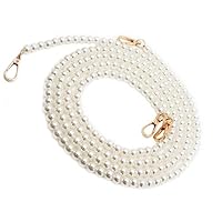 DIY Round Imitation Pearl Bead Handle Replacement Chain Strap, Handbag Chains Accessories Purse Shoulder Crossbody Strap with Lobster Clasp in Steel Wire for Wallet,120cm (48