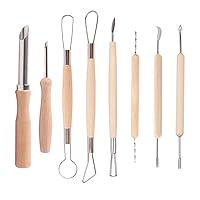 8 Pieces Pottery & Clay Sculpting Tool Sets Wooden Handle Pottery Carving Tool DIY Work