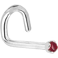 Body Candy Solid 14k White Gold 1.5mm Genuine Ruby Left Nose Stud Screw 18 Gauge 1/4