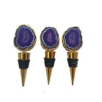 Purple Agate Wine Bottle Stopper Coaster Pattern (Set of 2 Units) For Home Decor, Bars, Hotels and Restaurants Mini Agate Export House