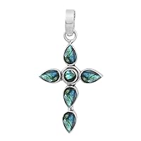 Multi Choice Pear Shape Gemstone 925 Sterling Silver Christian Cross Pendant Jewelry