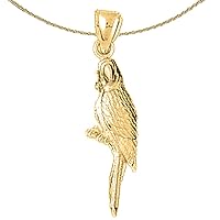 14K Yellow Gold 3D Parrot Pendant with 18