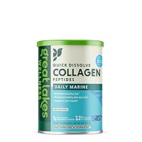 Great Lakes Wellness Marine Collagen Peptides - Unflavored - Skin Hair Nail Joints, Quick Dissolve Hydrolyzed, Wild Caught, MSC Certified, Non-GMO, Keto, Certified Paleo, Kosher - 8 oz Canister