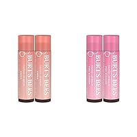 Burt's Bees 2-Pack Tinted Lip Balm Duo with Raspberry Zinnia and Pink Blossom Shades, Long Lasting Hydrating Formula