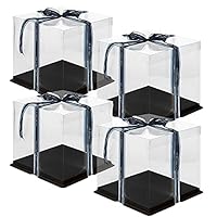 Clear Cake Box,4 Pcs Transparent Cake Box with Ribbon for Pastries10
