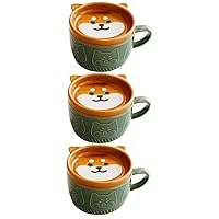 BESTOYARD 3pcs Animal Ceramic Mug Office Morning Mugs Cup Pottery Mug Milk Espresso Tumbler Holiday Tea Mugs Cute Mug Unique Cereal Mug Animal Cat Mug Travel Mug Glass Ceramics Lovers Coffee
