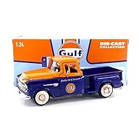 1955 Chevrolet 5100 Stepside Pickup Truck Gulf Dark Blue and Orange 1/24