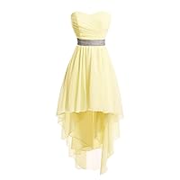 Short Sweetheart Ruched Chiffon Prom Homecoming Dress High Low Formal Party Ball Gown Daffodil 20W