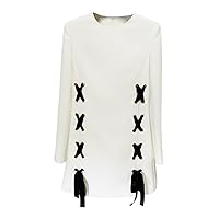 Womens Fashion Casual Mini Dress Bow Tie Decoration Long Sleeve Party Night Out Club Festival Short Dress